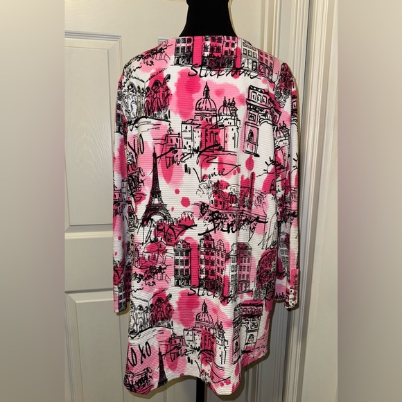 Multiples Pink and Black Paris Graphic Print Top - Picture 6 of 10